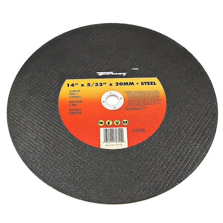 Forney Cutting Wheel, Metal, Type 1, 14 in x 5/32 in x 20 mm 72355